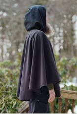 Cloakmakers.com 5943-Washable Almost Black Fleece Ruana Cloak w/ Rain Resistance & Silver Tone Clasp