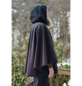 Cloakmakers.com 5943-Washable Black Fleece Ruana Cloak w/ Rain Resistance & Silver Tone Clasp