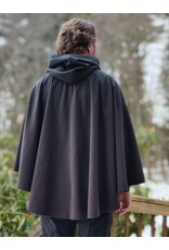 Cloakmakers.com 5943-Washable Almost Black Fleece Ruana Cloak w/ Rain Resistance & Silver Tone Clasp