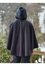 Cloakmakers.com 5943-Washable Black Fleece Ruana Cloak w/ Rain Resistance & Silver Tone Clasp