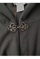 Cloakmakers.com 5943-Washable Black Fleece Ruana Cloak w/ Rain Resistance & Silver Tone Clasp