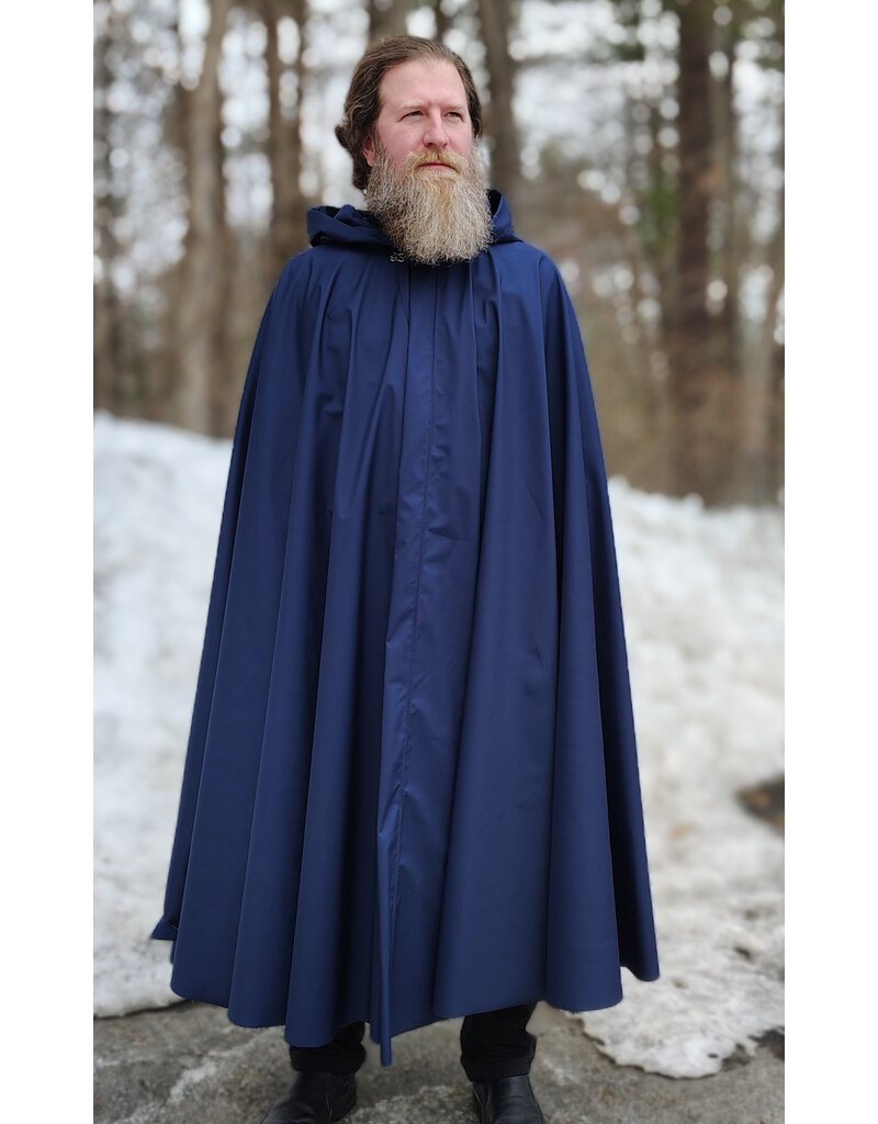 Cloakmakers.com 5944-Washable Lightweight Navy Blue Raincloak w/ Silver Tone Clasp