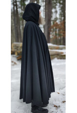 Cloakmakers.com 5945-Washable Black Wool Cloak w/ Blue Velvet Hood Lining & Triple Medallion Clasp