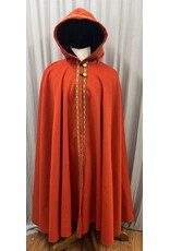 Cloakmakers.com 5435 - Burnt Orange Full Circle Cloak w/ Long Diamond Trim and Brown Velvet Hood Lining