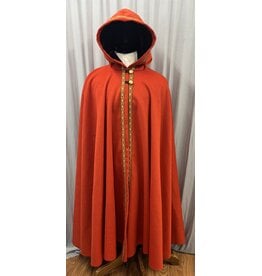 Cloakmakers.com 5435 - Burnt Orange Full Circle Cloak w/ Long Diamond Trim and Brown Velvet Hood Lining