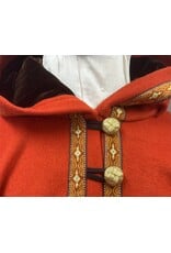 Cloakmakers.com 5435 - Burnt Orange Full Circle Cloak w/ Long Diamond Trim and Brown Velvet Hood Lining