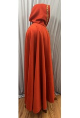 Cloakmakers.com 5435 - Burnt Orange Full Circle Cloak w/ Long Diamond Trim and Brown Velvet Hood Lining