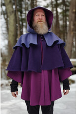 Cloakmakers.com 5946-Washable Triple Purple Wool Cloak w/ Double Mantle & Triple Button & Loop closure
