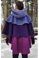 Cloakmakers.com 5946-Washable Triple Purple Wool Cloak w/ Double Mantle & Triple Button & Loop closure