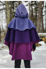 Cloakmakers.com 5946-Washable Triple Purple Wool Cloak w/ Double Mantle & Triple Button & Loop closure