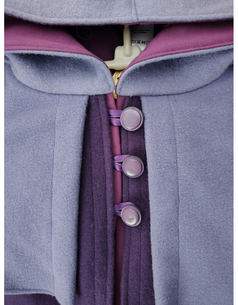 Cloakmakers.com 5946-Washable Triple Purple Wool Cloak w/ Double Mantle & Triple Button & Loop closure