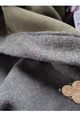 Cloakmakers.com 5947-Washable Green Wool Blend Ranger Cloak w/ Dark Green Velveteen Hood Lining, & Gold Tone Triple Medallion Clasp