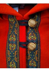 Cloakmakers.com 5436 - Burnt Orange Ruana Cloak w/ Olive Green Hood Lining