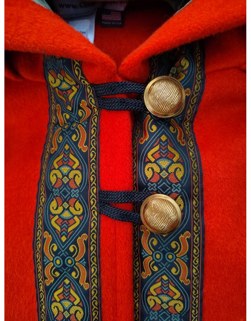 Cloakmakers.com 5436 - Burnt Orange Ruana Cloak w/ Olive Green Hood Lining