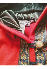 Cloakmakers.com 5436 - Burnt Orange Ruana Cloak w/ Olive Green Hood Lining