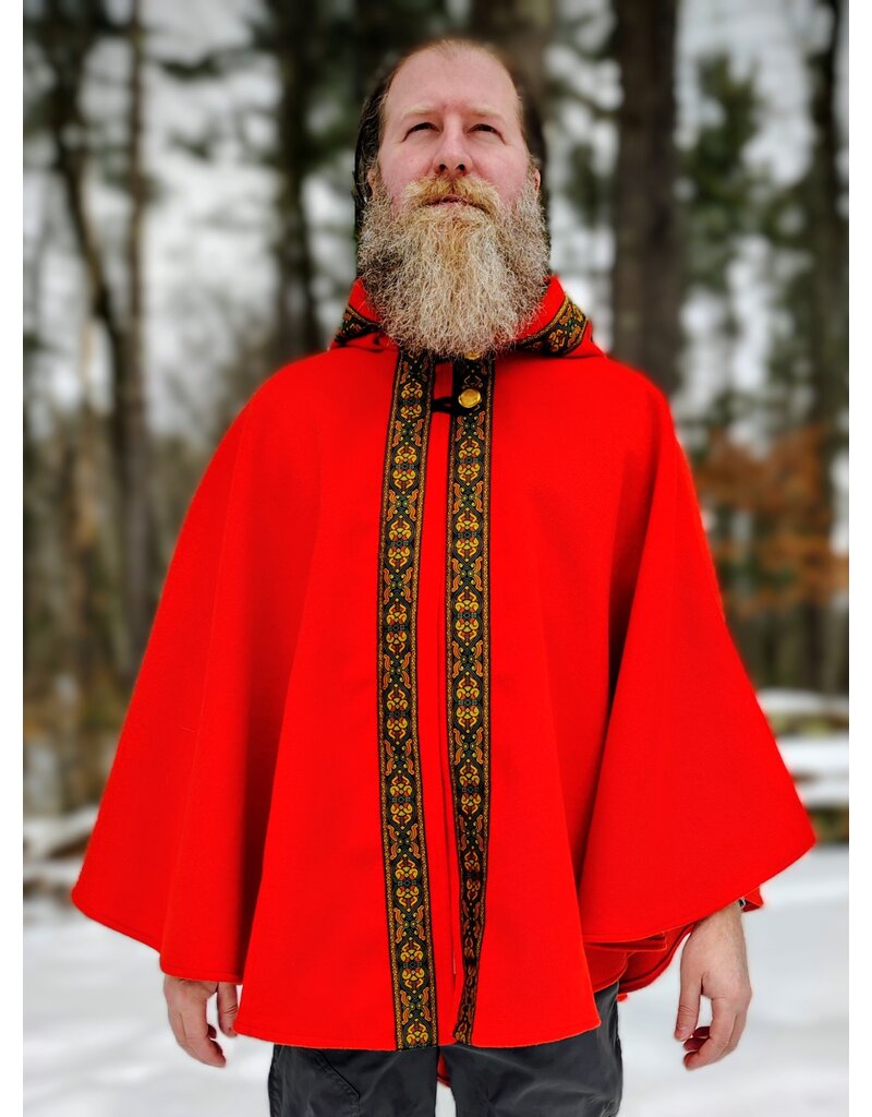 Cloakmakers.com 5436 - Burnt Orange Ruana Cloak w/ Olive Green Hood Lining