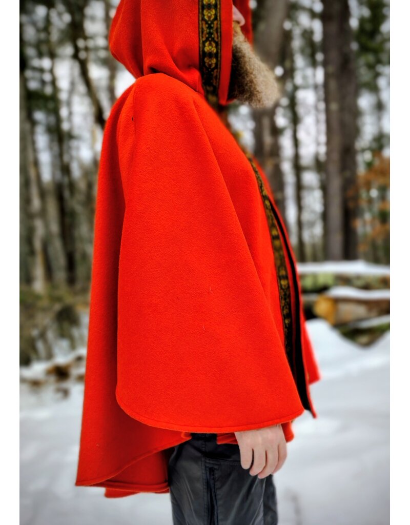 Cloakmakers.com 5436 - Burnt Orange Ruana Cloak w/ Olive Green Hood Lining