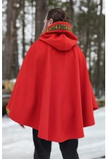 Cloakmakers.com 5436 - Burnt Orange Ruana Cloak w/ Olive Green Hood Lining