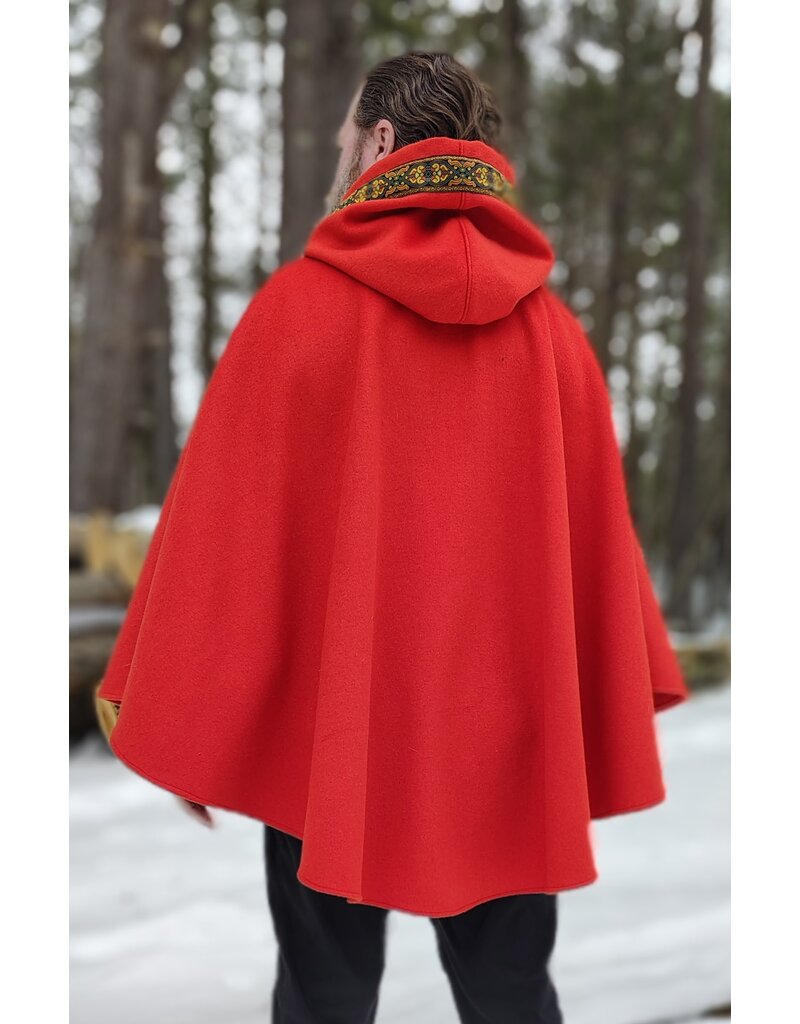 Cloakmakers.com 5436 - Burnt Orange Ruana Cloak w/ Olive Green Hood Lining