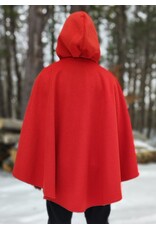 Cloakmakers.com 5436 - Burnt Orange Ruana Cloak w/ Olive Green Hood Lining