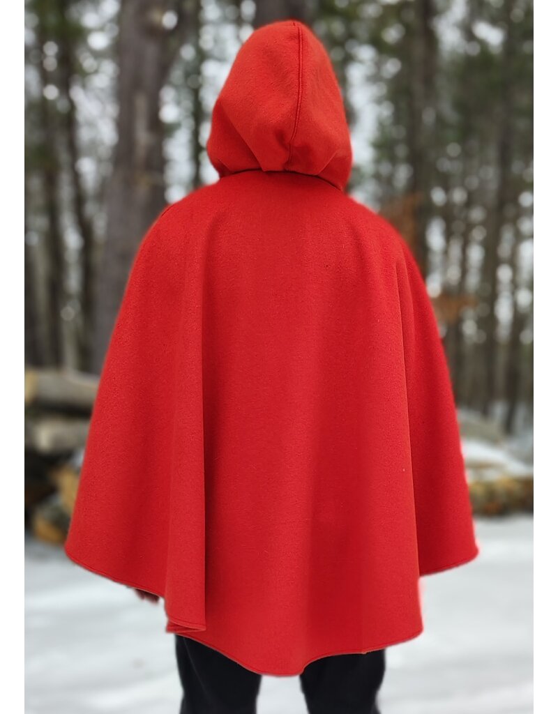 Cloakmakers.com 5436 - Burnt Orange Ruana Cloak w/ Olive Green Hood Lining