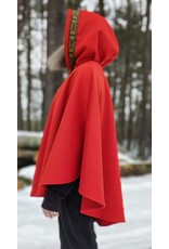 Cloakmakers.com 5436 - Burnt Orange Ruana Cloak w/ Olive Green Hood Lining