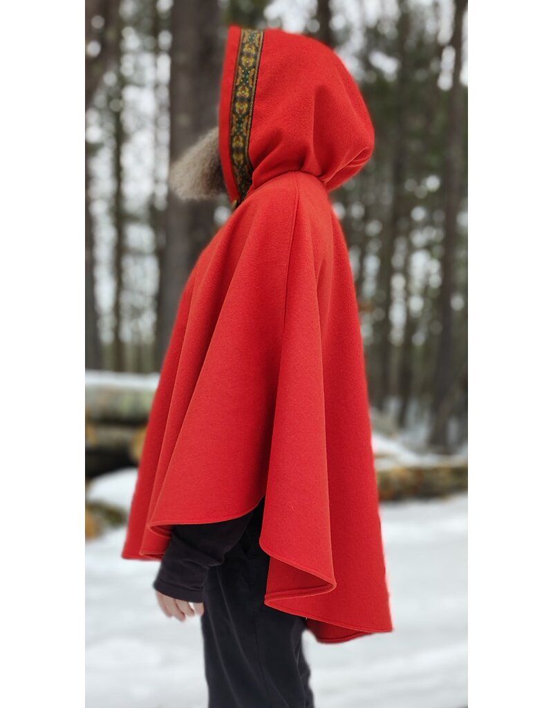 Cloakmakers.com 5436 - Burnt Orange Ruana Cloak w/ Olive Green Hood Lining