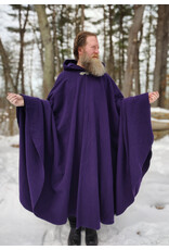 Cloakmakers.com 5948-Washable Rich Purple Wool Cloak w/ Purple Velvet Hood Lining & Gothic Rose Clasp