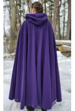 Cloakmakers.com 5948-Washable Rich Purple Wool Cloak w/ Purple Velvet Hood Lining & Gothic Rose Clasp