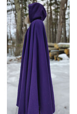 Cloakmakers.com 5948-Washable Rich Purple Wool Cloak w/ Purple Velvet Hood Lining & Gothic Rose Clasp