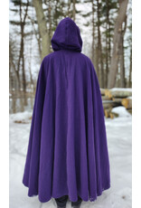Cloakmakers.com 5948-Washable Rich Purple Wool Cloak w/ Purple Velvet Hood Lining & Gothic Rose Clasp