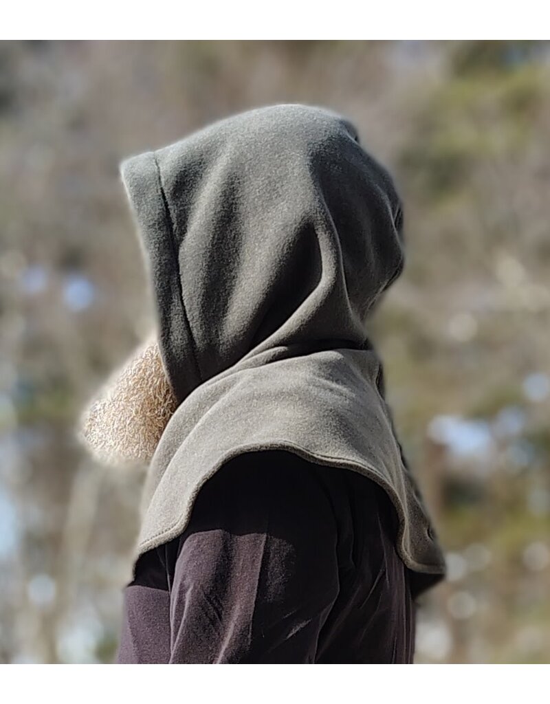 Cloakmakers.com H557-Washable Sage Green Fleece Hooded Cowl