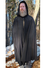 Cloakmakers.com 5954-Washable Very Lightweight Black Nylon Raincloak w/ Black Velvet Hood Lining