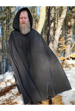 Cloakmakers.com 5954-Washable Very Lightweight Black Nylon Raincloak w/ Black Velvet Hood Lining