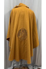 Cloakmakers.com 5611-Washable Amber Wool Blend Cloak w/Sword Dragon Embroidery,  Black Velvet Hood Lining & Pale Yellow Pockets