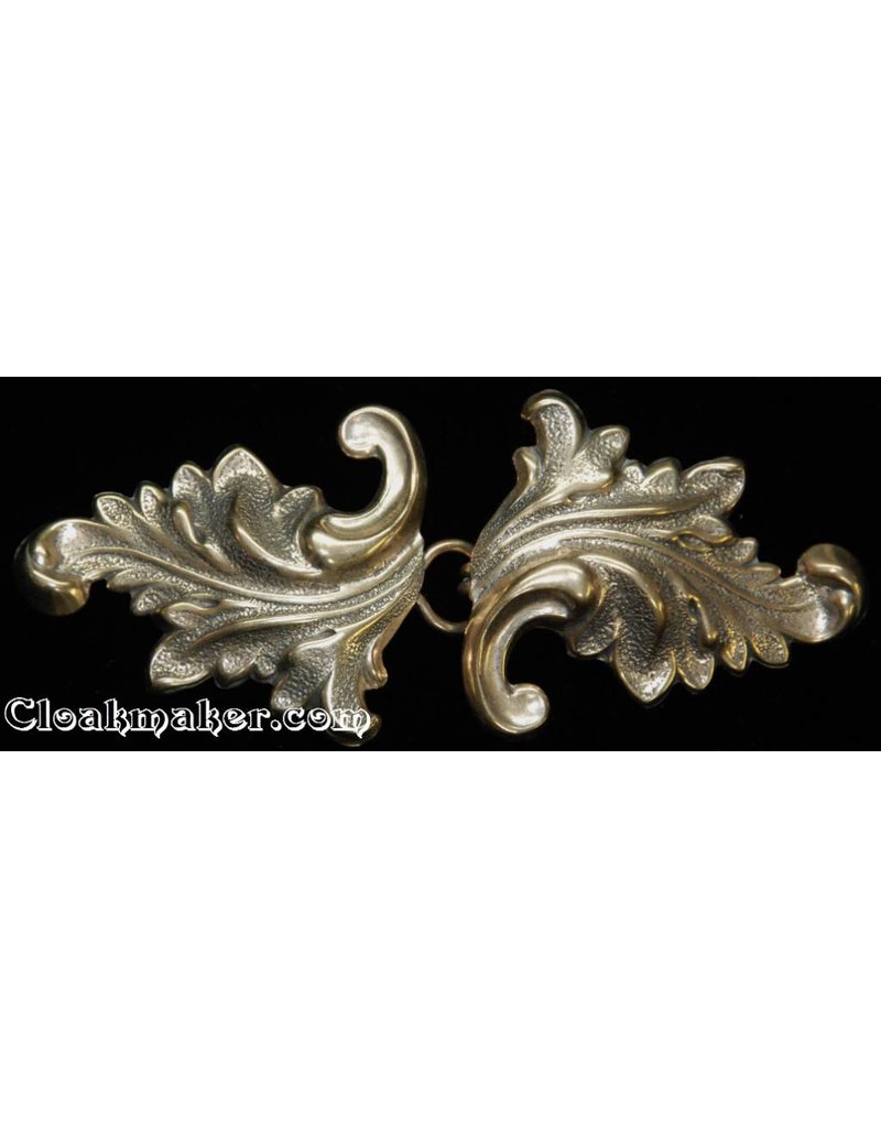 Cloakmakers.com Acanthus Cloak Clasp-Raw Jewelers Brass