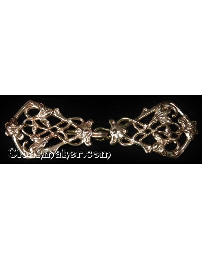 Cloakmakers.com Art Deco Vine  Cloak Clasp- Raw Jewelers Brass