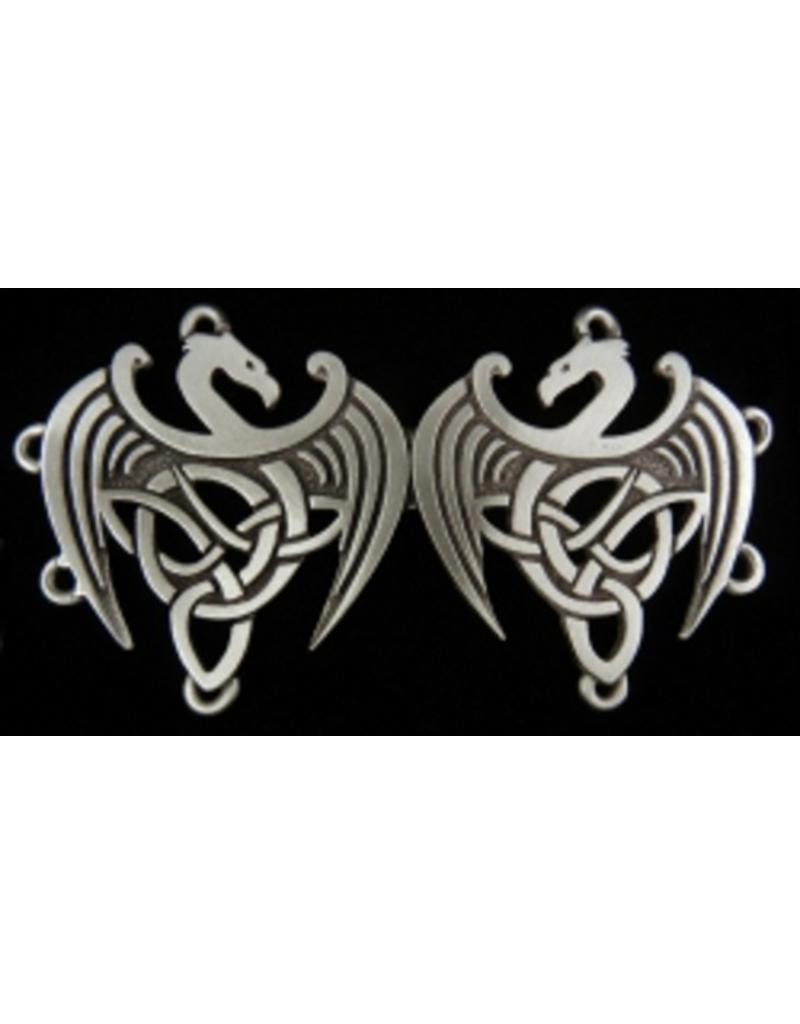 Cloak and Dagger Creations Celtic Dragons Cloak Clasp - Pewter