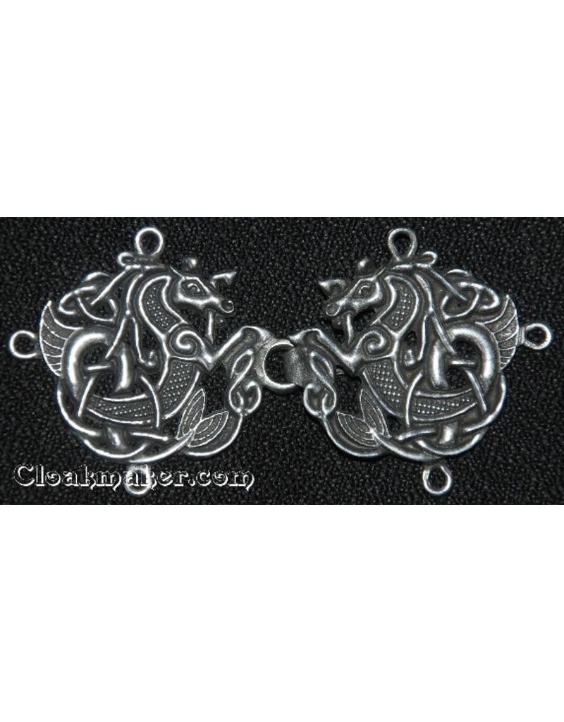 Cloakmakers.com Celtic Seahorse Cloak Clasp - Pewter