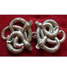 Cloak and Dagger Creations Celtic Snakes Large Cloak Clasp - Silver Tone Plated