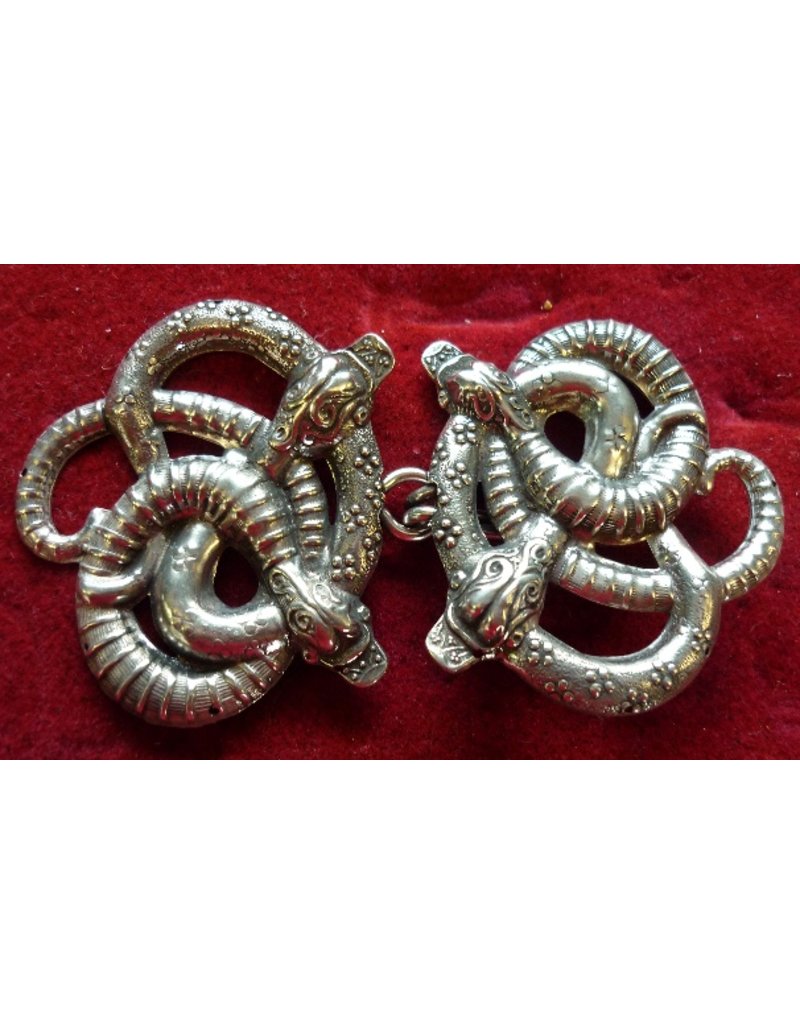 Cloakmakers.com Celtic Snakes Large Cloak Clasp - Silver Tone Plated