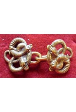 Cloakmakers.com Celtic Snakes, Small Cloak Clasp - Raw Brass