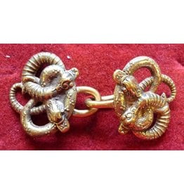 Cloakmakers.com Celtic Snakes, Small Cloak Clasp - Jewelers Brass