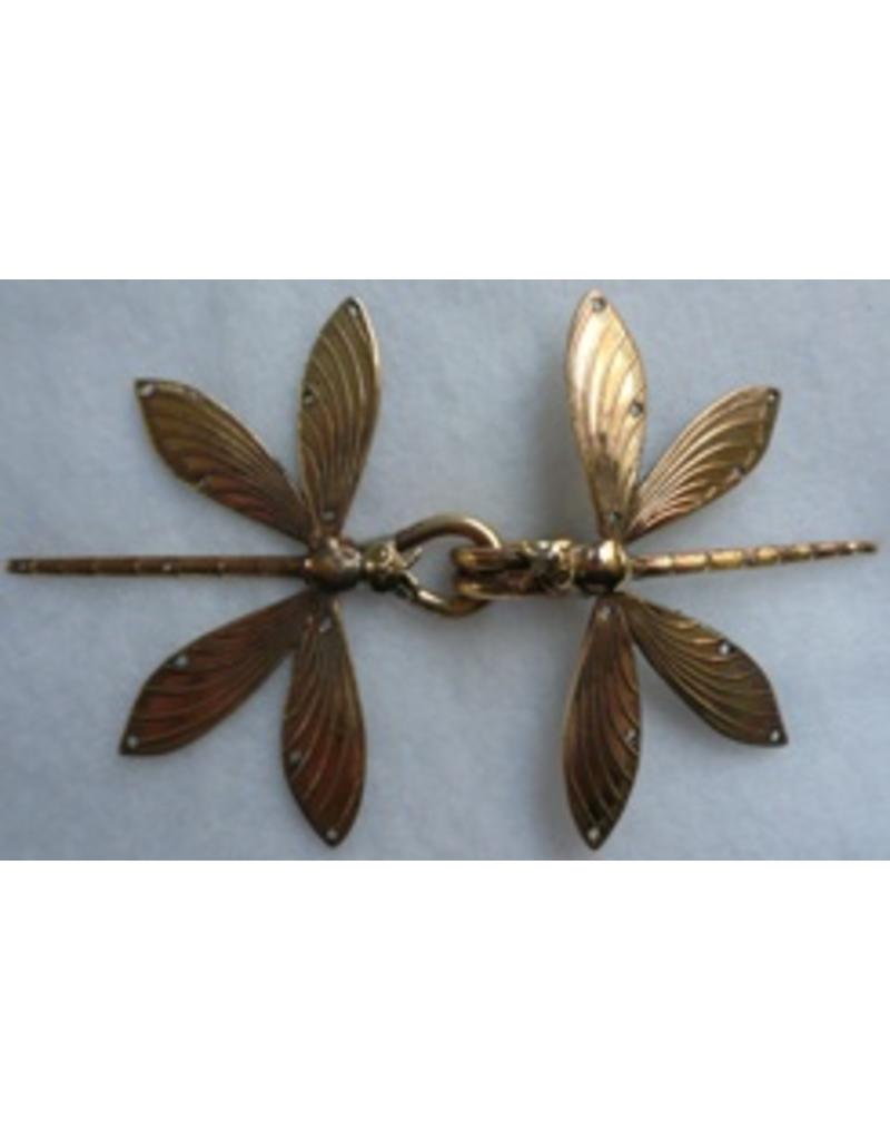 Cloakmakers.com Dragonfly Double Cloak Clasp - Raw Brass
