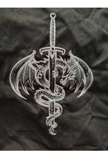 Cloakmakers.com 5955-Washable Medium Weight Black Wool Cloak w/ Light Blue Velvet Hood Lining & Dragon and Sword Embroidery