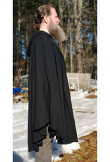 Cloakmakers.com 5955-Washable Medium Weight Black Wool Cloak w/ Light Blue Velvet Hood Lining & Dragon and Sword Embroidery