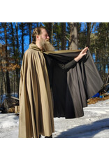 Cloakmakers.com 5956-Washable Tan Cotton Cloak w/ Black Interior & Antique Bronze Clasp