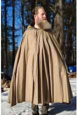 Cloakmakers.com 5956-Washable Tan Cotton Cloak w/ Black Interior & Antique Bronze Clasp