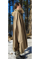 Cloakmakers.com 5956-Washable Tan Cotton Cloak w/ Black Interior & Antique Bronze Clasp