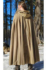Cloakmakers.com 5956-Washable Tan Cotton Cloak w/ Black Interior & Antique Bronze Clasp